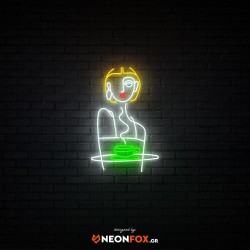 Γυναίκα με καφέ - Επιγραφή ΝΕΟΝ LED