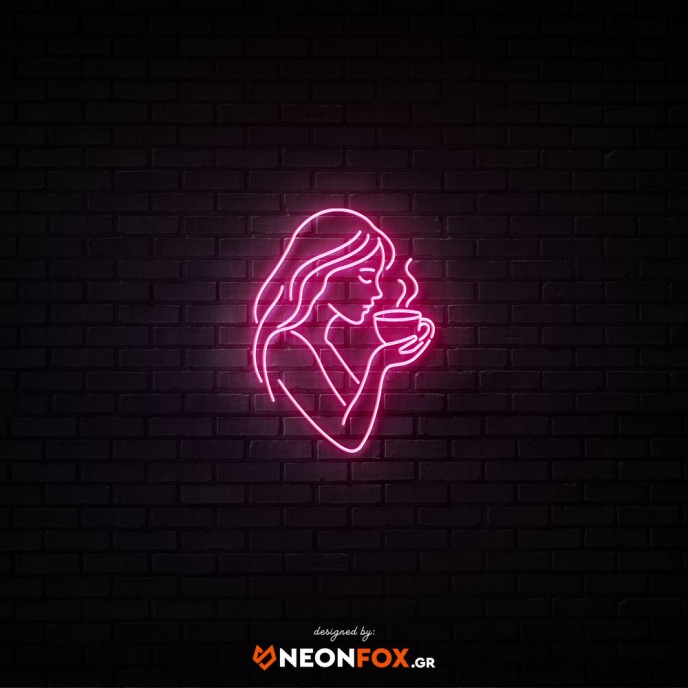 Woman with cup - NEON LED Sign