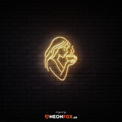 Woman with cup - NEON LED Sign