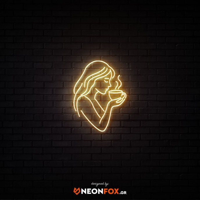 Woman with cup - NEON LED Sign