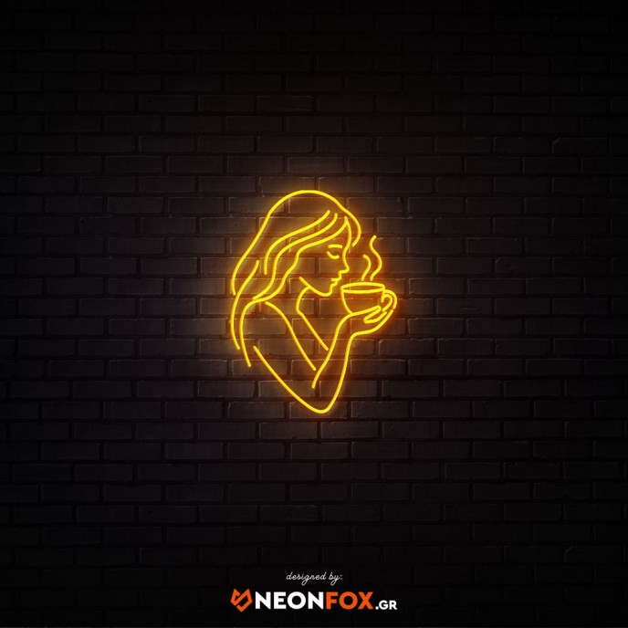 Woman with cup - NEON LED Sign