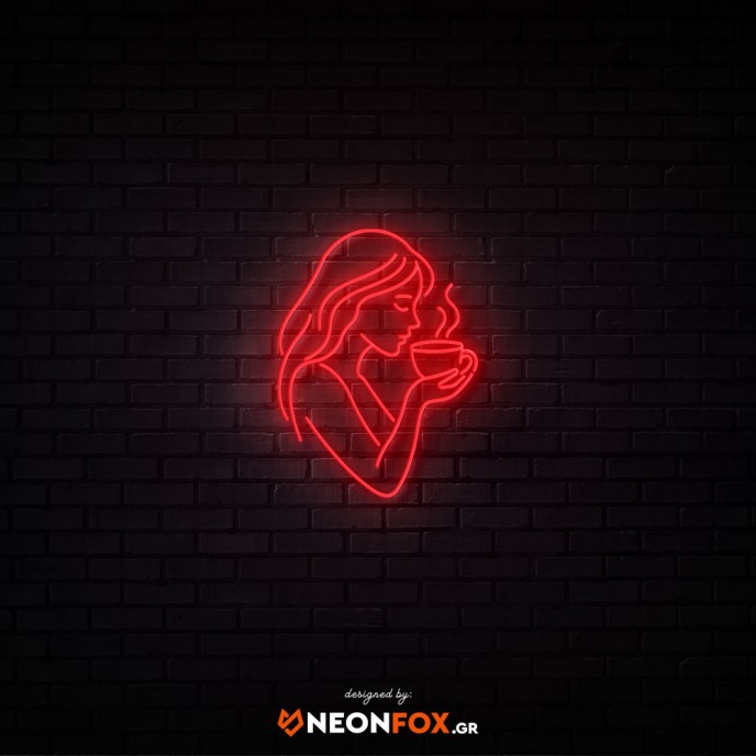 Woman with cup - NEON LED Sign