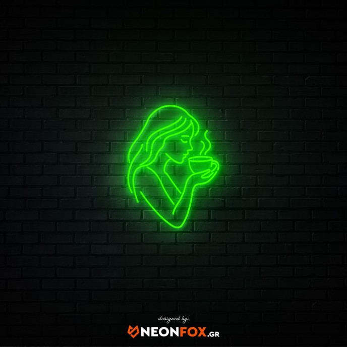 Woman with cup - NEON LED Sign