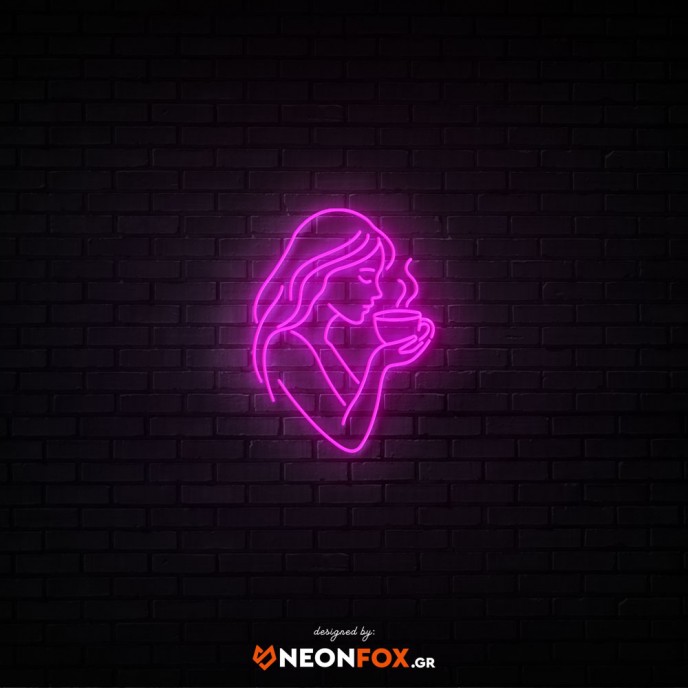 Woman with cup - NEON LED Sign