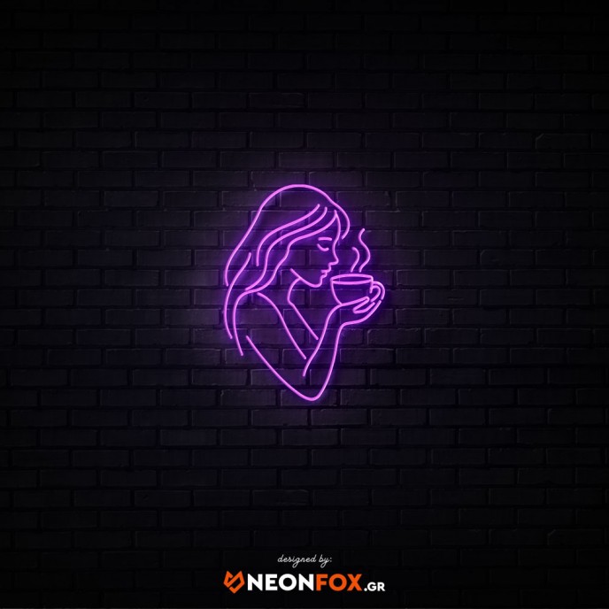 Woman with cup - NEON LED Sign