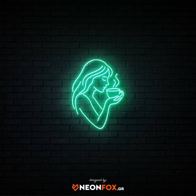 Woman with cup - NEON LED Sign