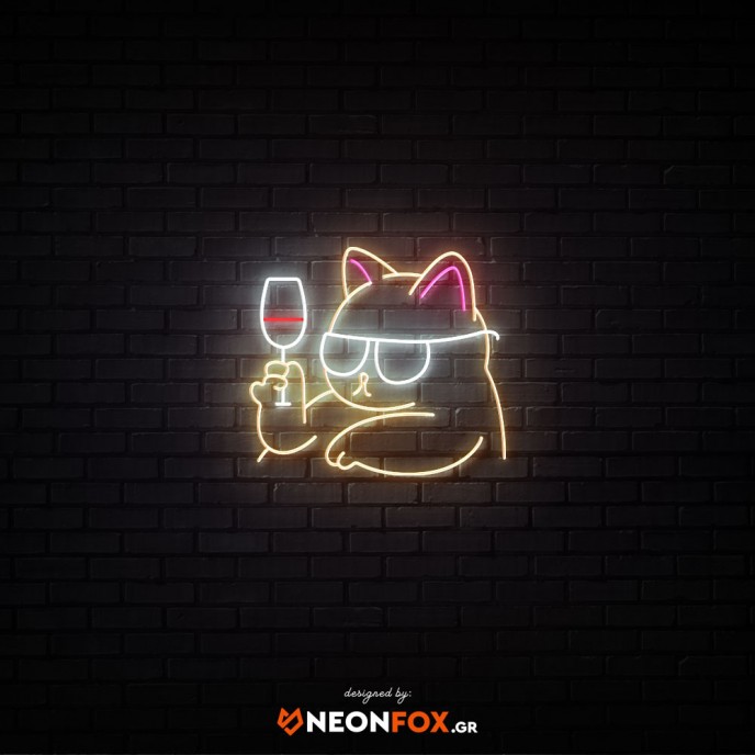 Cat with wine - NEON LED Sign Cat with wine - NEON LED Sign