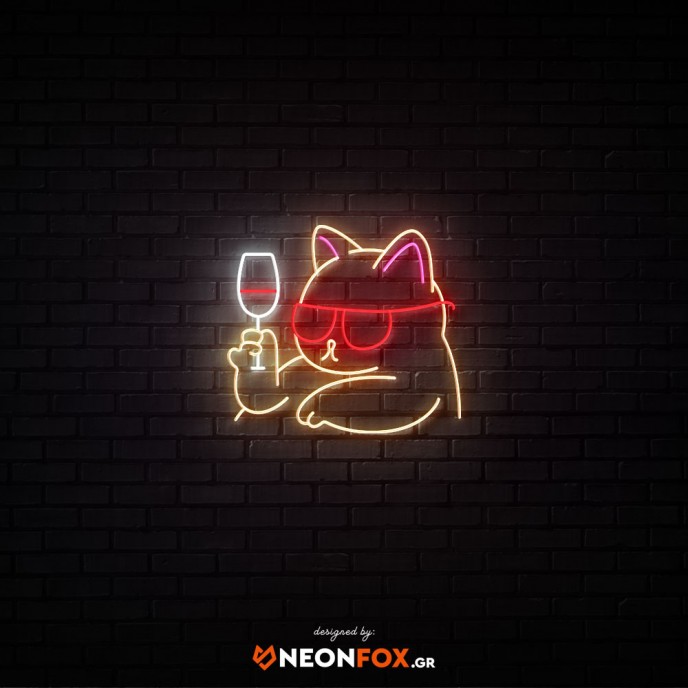 Cat with wine - NEON LED Sign Cat with wine - NEON LED Sign