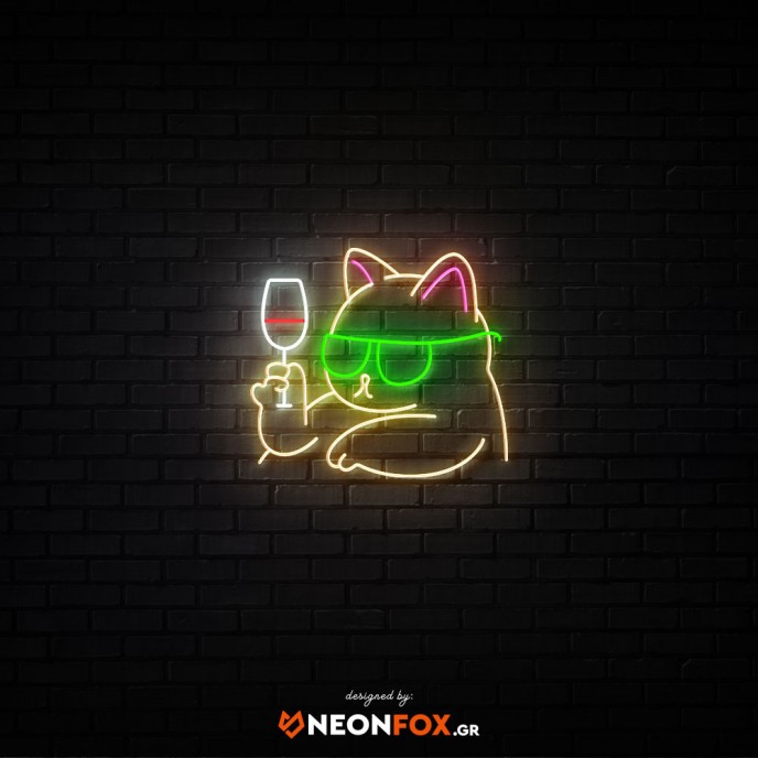 Cat with wine - NEON LED Sign Cat with wine - NEON LED Sign