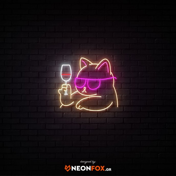 Cat with wine - NEON LED Sign Cat with wine - NEON LED Sign