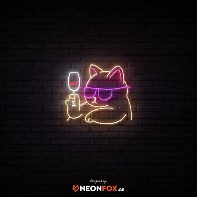 Cat with wine - NEON LED Sign Cat with wine - NEON LED Sign