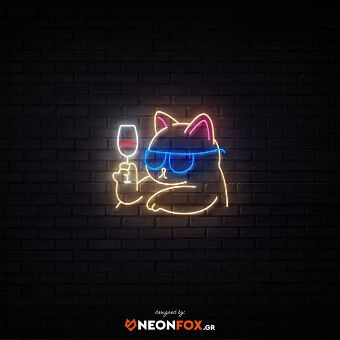 Cat with wine - NEON LED Sign Cat with wine - NEON LED Sign