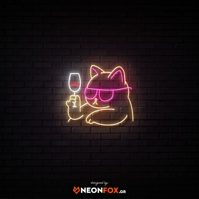 Cat with wine - NEON LED Sign Cat with wine - NEON LED Sign