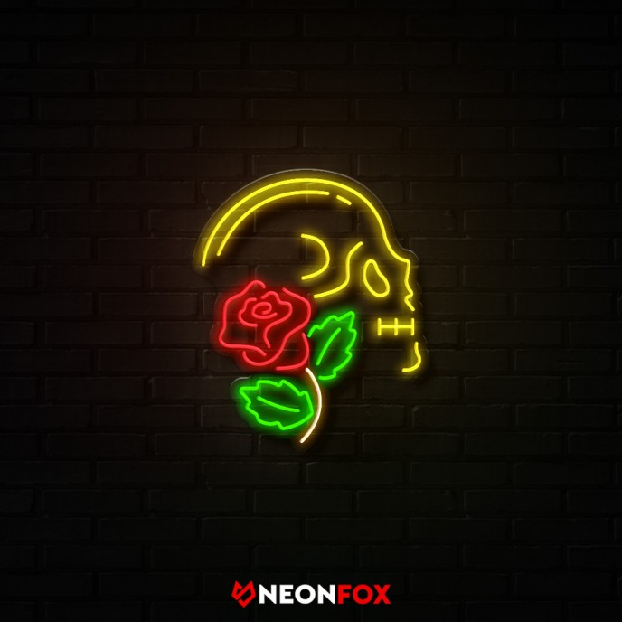 Skull with rose - NEON LED Sign Skull with rose - NEON LED Sign