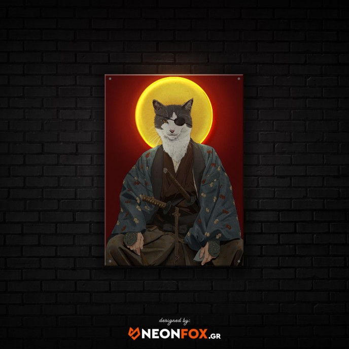 Samurai Cat - NEON LED Artwork